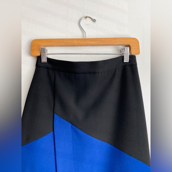 BCBGMAXAZRIA Jowell Sheath Pencil Colorblock Skirt Royal Blue Black Slit Formal - Picture 9 of 12